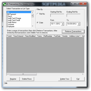 01 Transaction Pro Delete Wizard screenshot 2