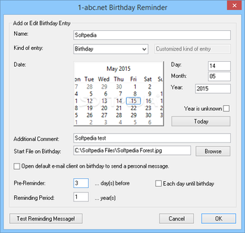 1-abc.net Birthday Reminder screenshot 2
