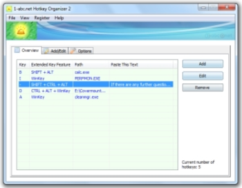 1-abc.net Hotkey Organizer screenshot