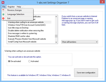 1-abc.net Settings Organizer screenshot 2