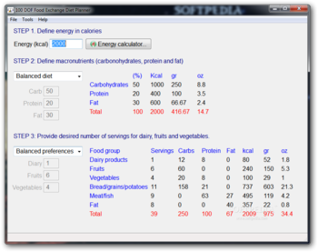 100 DOF Food Exchange Diet Planner Portable screenshot