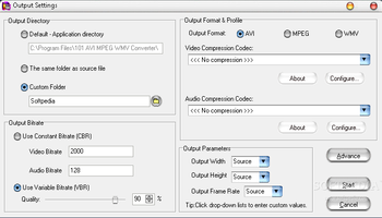 101 AVI MPEG WMV Converter screenshot 2