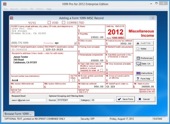 1099 Pro Enterprise Edition screenshot