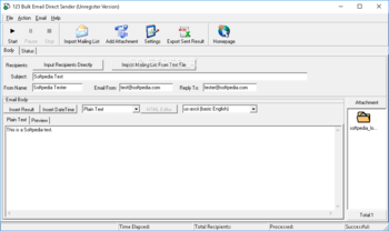 123 Bulk Email Direct Sender screenshot