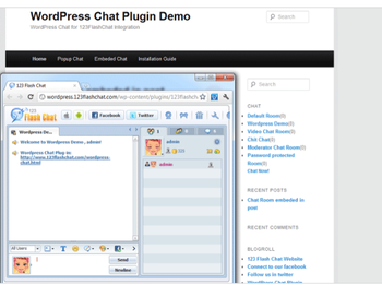 123 Flash Chat Module for Wordpress screenshot