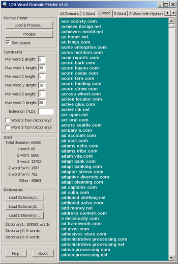 123 Word Domain Finder screenshot