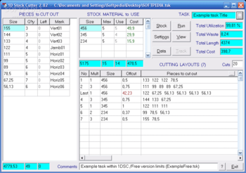 1D Stock Cutter Free screenshot