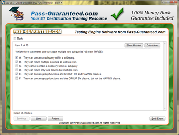 1Z0-051 - Oracle Database: SQL Fundamentals I screenshot 2