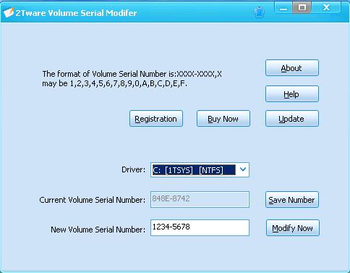 2Tware Volume Serial Number Changer screenshot