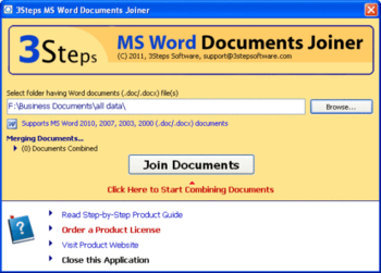 3 Steps MS Word Documents Joiner screenshot