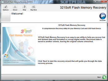 321Soft Flash Memory Recovery screenshot