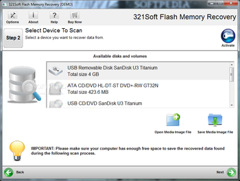 321Soft Flash Memory Recovery screenshot 3