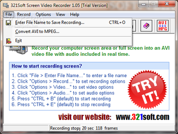 321Soft Screen Video Recorder screenshot 2