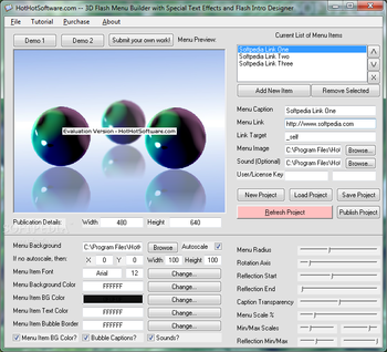 3D Flash Menu Builder with Special Text Effects and Flash Intro Designer screenshot