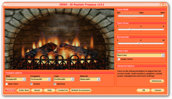 3D Realistic Fireplace Screen Saver screenshot 2