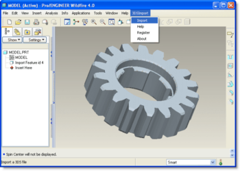 3DS Import for Pro/ENGINEER screenshot