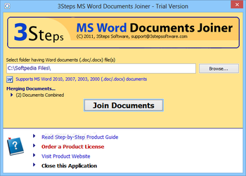 3Steps MS Word Documents Joiner screenshot