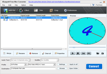 4Easysoft Free MOV Converter screenshot