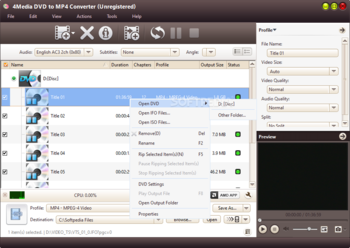 4Media DVD to MP4 Converter screenshot