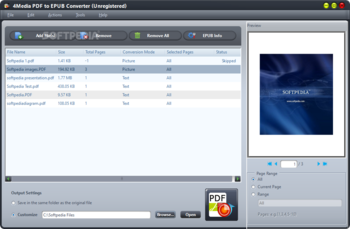 4Media PDF to EPUB Converter screenshot