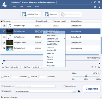4Videosoft iPhone Ringtone Maker screenshot