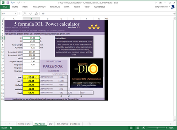 5 formula IOL Power calculator screenshot