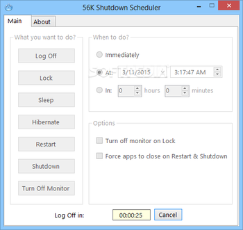 56K Shutdown Scheduler screenshot 2