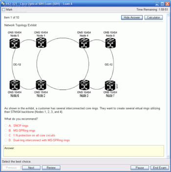 642-321 - Cisco Optical SDH Exam (SDH) Practice Test Questions screenshot 3