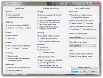 7+ Taskbar Tweaker Portable screenshot