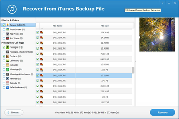 7thShare iTunes Backup Extractor screenshot