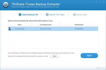 7thShare iTunes Backup Extractor screenshot 3