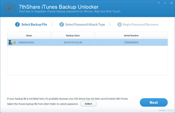 7thShare iTunes Backup Unlocker Pro screenshot 2