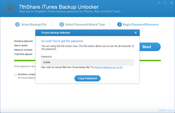 7thShare iTunes Backup Unlocker Pro screenshot 3