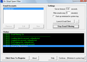 A+ Email Spam Filter screenshot