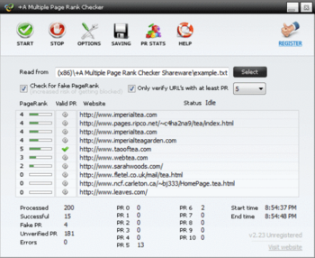 +A Multiple Page Rank Checker screenshot