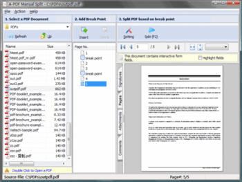 A-PDF Manual Split screenshot