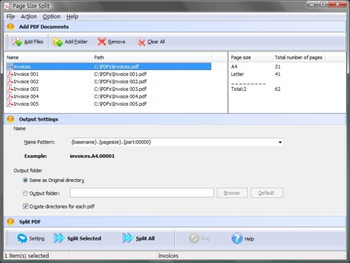 A-PDF Page Size Split screenshot