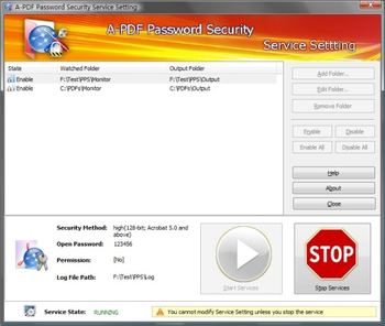 A-PDF Password Security Service screenshot