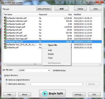 A-PDF Size Splitter screenshot