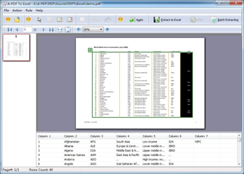 A-PDF to Excel screenshot