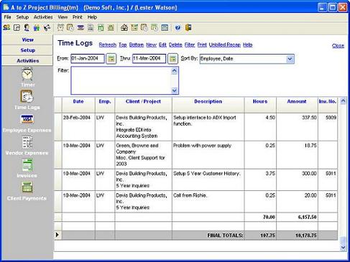 A to Z Project Billing screenshot