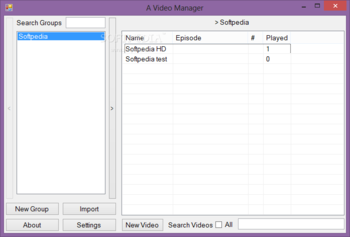 A Video Manager screenshot