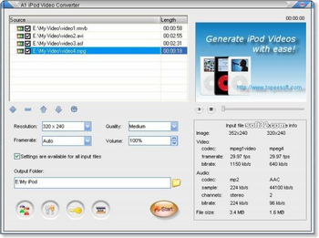 A1 iPod Video Converter screenshot