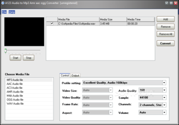 A123 Audio to MP3 AMR AAC OGG Converter screenshot
