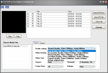A123 DVD to Zune Ripper screenshot 2