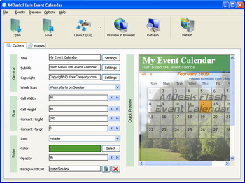 A4Desk Flash Event Calendar screenshot