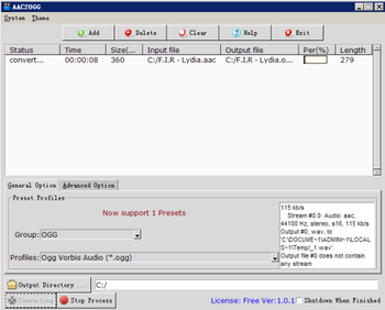 AAC2OGG screenshot