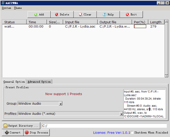 AAC2WMA screenshot