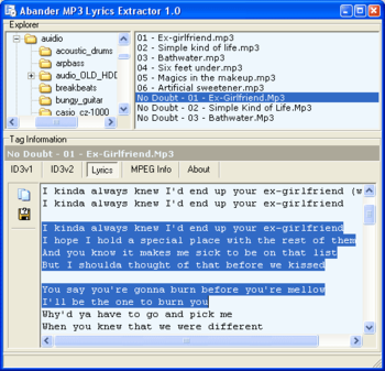 Abander MP3 Lyrics Extractor screenshot