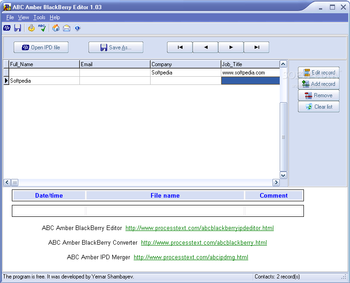 ABC Amber BlackBerry Editor screenshot